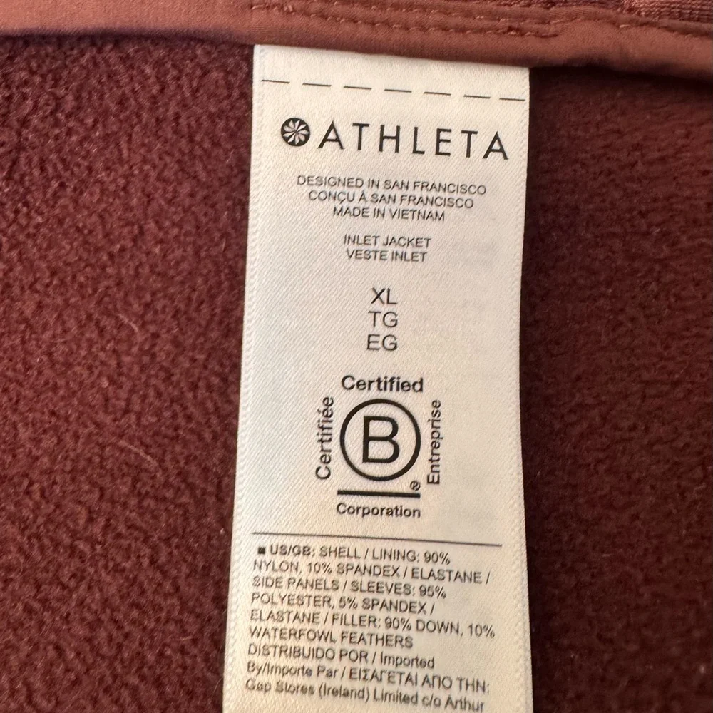 Athleta Inlet Burgundy Puffer Down Filled Jacket - Picture 8 of 13